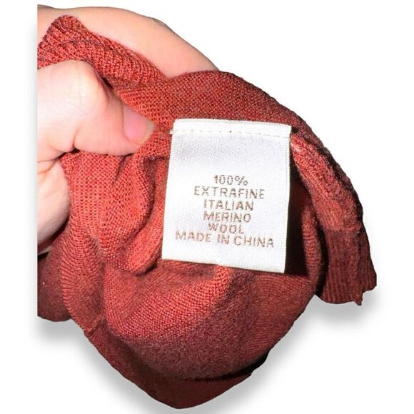 Peter Millar Rust Red 100% Merino Wool 1/4 Zip Sweater XL - Picture 8 of 10